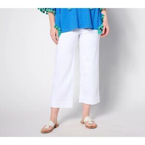 Belle by Kim Gravel Reg TripleLuxe Twill Wide Leg Cropped Pants Size 18W White